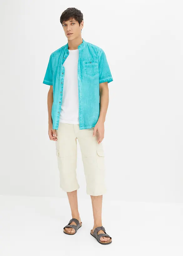Kortermet skjorte i vasket look, bonprix
