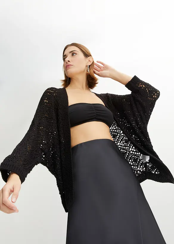 Cardigan med hullmønster, bonprix