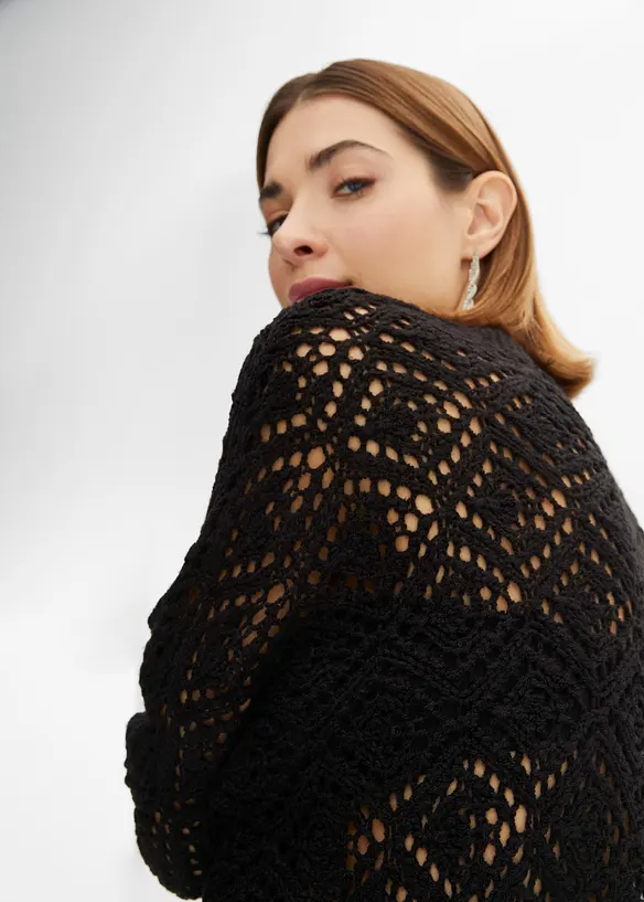 Cardigan med hullmønster, bonprix