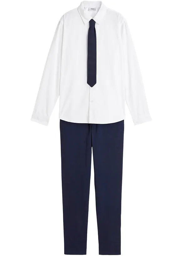 Chinos, langermet skjorte og slips (3-delt sett), bonprix