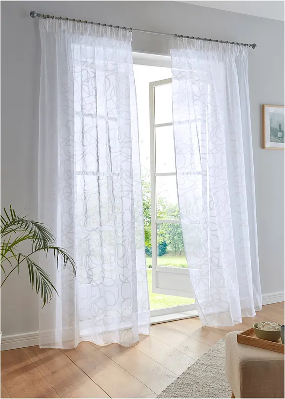 Gardin med print, med resirkulert polyester (1-pack), bonprix