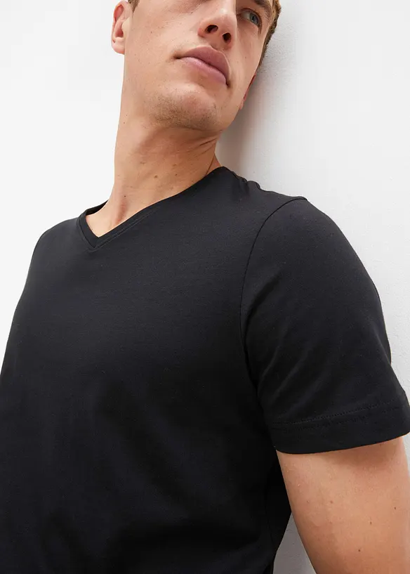 T-skjorte med V-hals (3-pack), bonprix