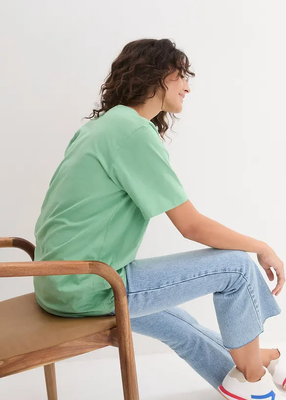 Vid, lang topp med V-hals, kortermet (5-pack), bonprix