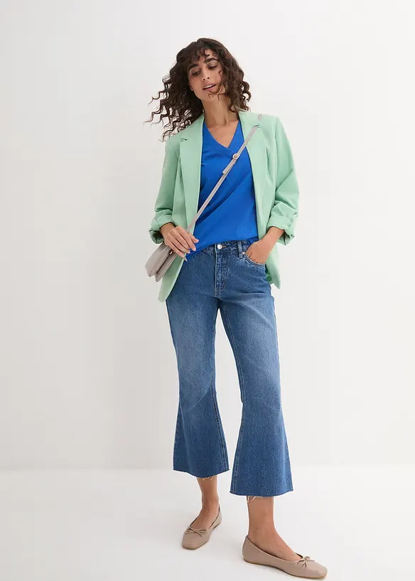 Vid, lang topp med V-hals, kortermet (5-pack), bonprix