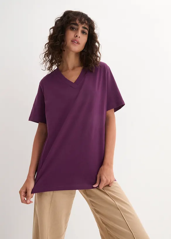 Vid, lang topp med V-hals, kortermet (5-pack), bonprix