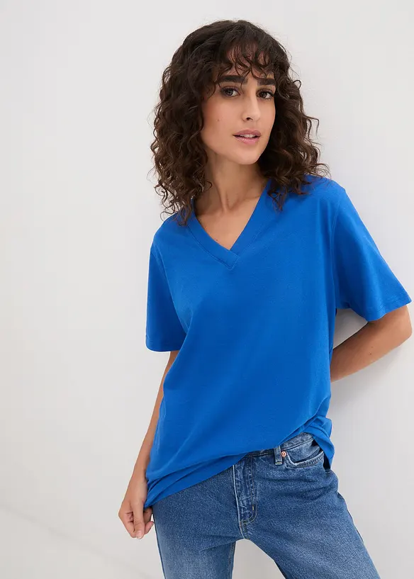 Vid, lang topp med V-hals, kortermet (5-pack), bonprix