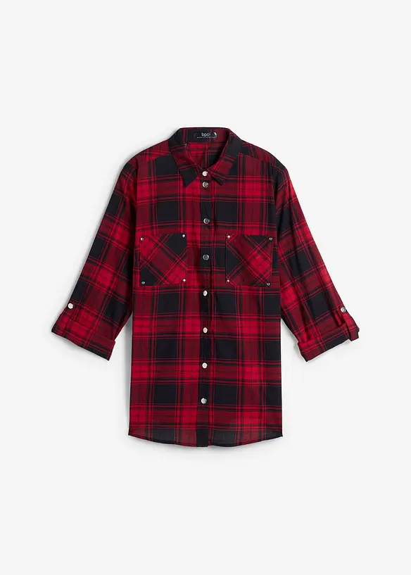 Rutete bluse i 100% bomull, bonprix