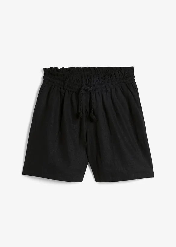 Paperbag-shorts med lin, bonprix