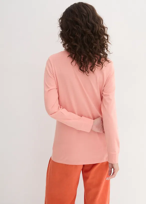 Lang, langermet topp med rund hals (5-pack), bonprix