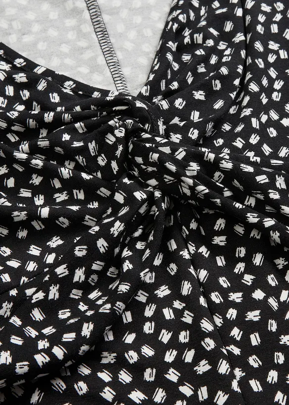 Mønstret jerseykjole med drapering, bonprix