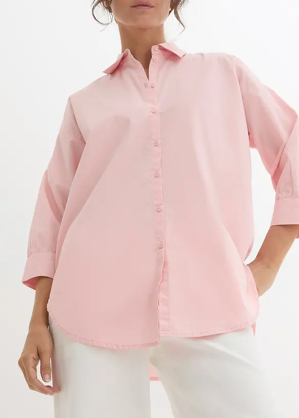 Oversized skjorte i bomull med 3/4-lange ermer, bonprix