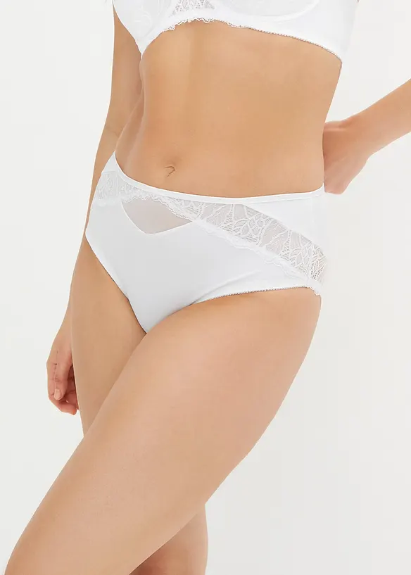 Truse med h&oslash;y midje og nydelige blonder, bonprix