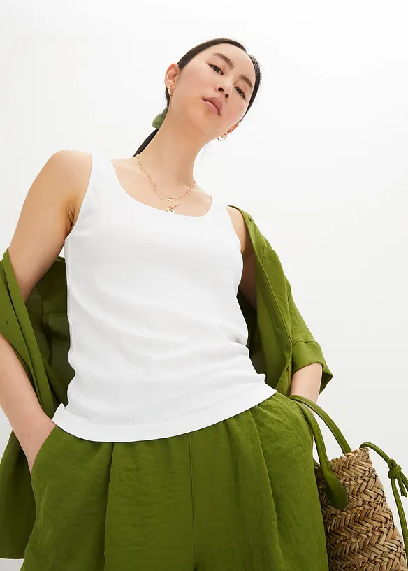 Ribbet topp av 100% bomull, bonprix