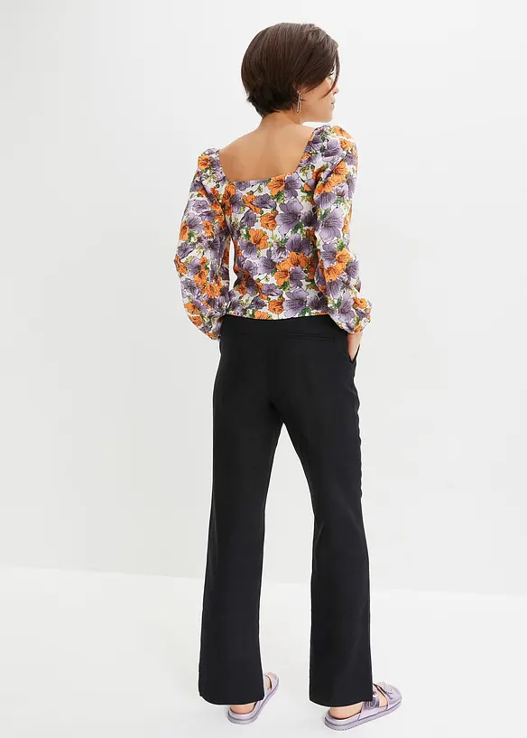 High Waist-bukse i lin-/viskosemiks, bonprix