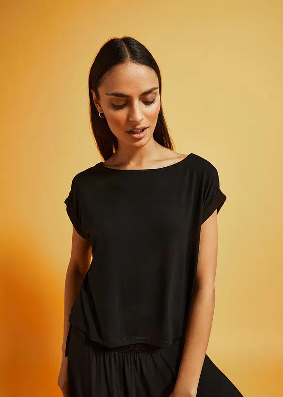 Oversized topp i lett viskose, bonprix