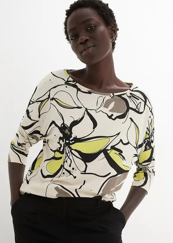 Topp med flaggermusermer og blomsterprint, bonprix