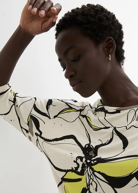 Topp med flaggermusermer og blomsterprint, bonprix