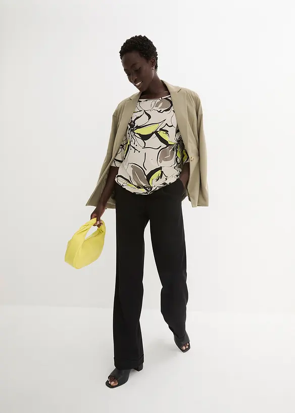 Topp med flaggermusermer og blomsterprint, bonprix