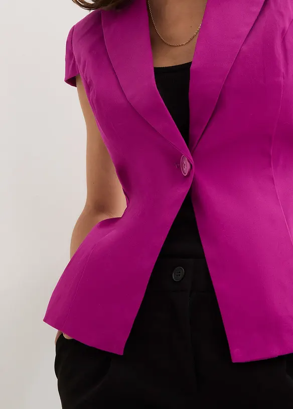 Kortermet blazer i bomullssateng, bonprix