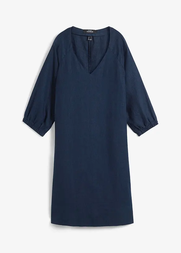 Kjole i 100% lin med 3/4-lange ermer, bonprix