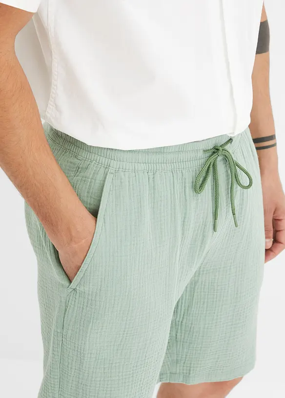 Shorts i 100% bomullsmusselin, Regular Fit, bonprix