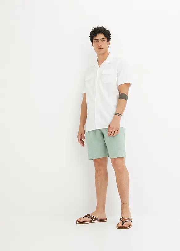 Shorts i 100% bomullsmusselin, Regular Fit, bonprix