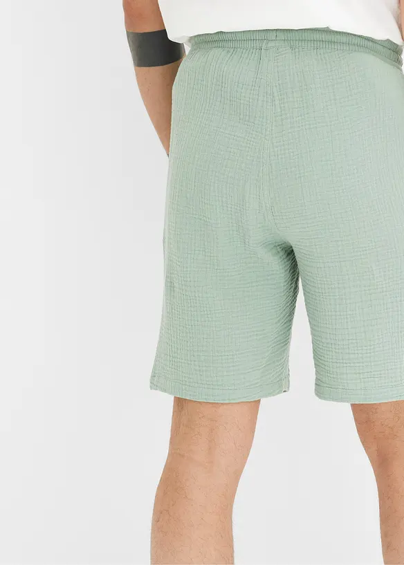 Shorts i 100% bomullsmusselin, Regular Fit, bonprix