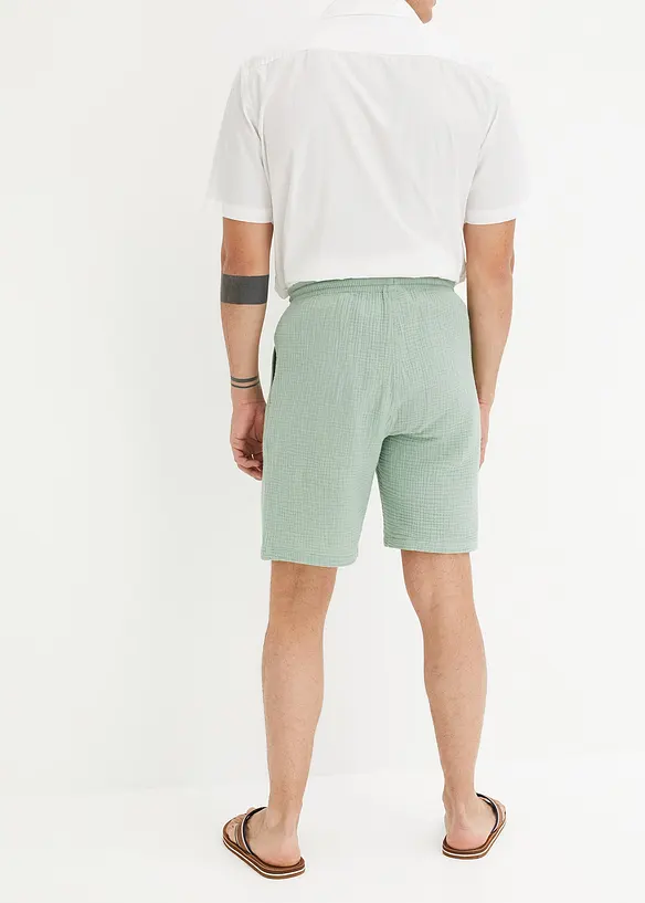 Shorts i 100% bomullsmusselin, Regular Fit, bonprix