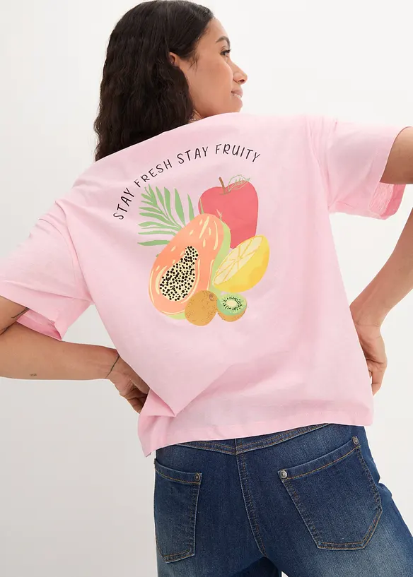 Oversized topp med trykk, bonprix