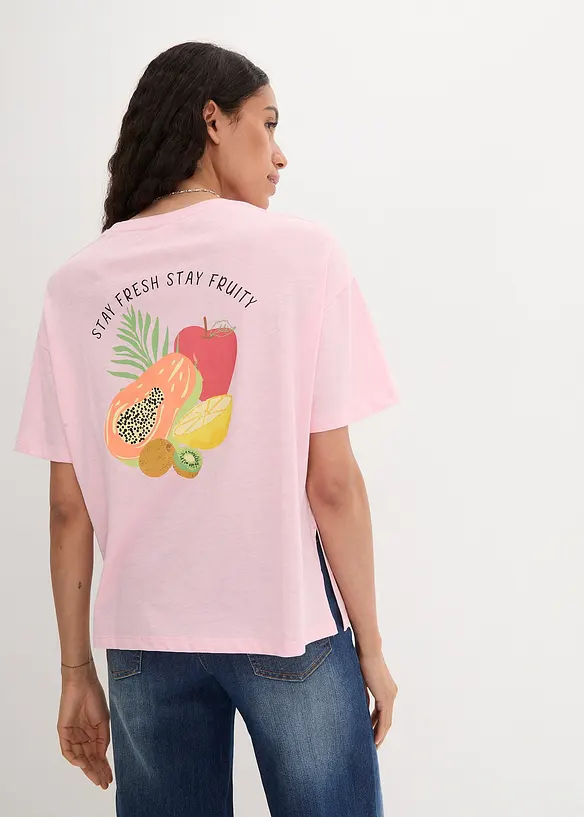 Oversized topp med trykk, bonprix