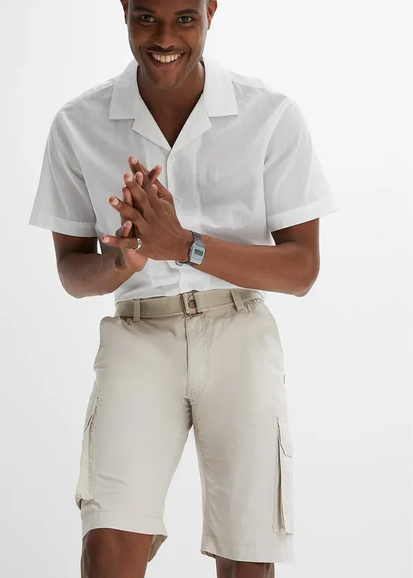 Cargo-bermuda med komfortlinning og belte, Regular Fit, bonprix