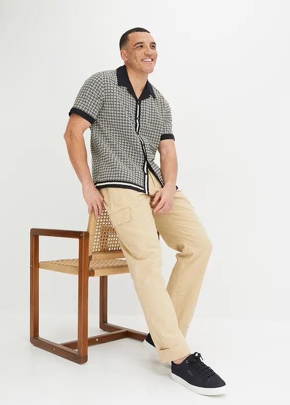 Kortermet skjorte med lin, bonprix