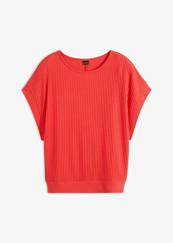 Ribbet topp med flaggermusermer, bonprix