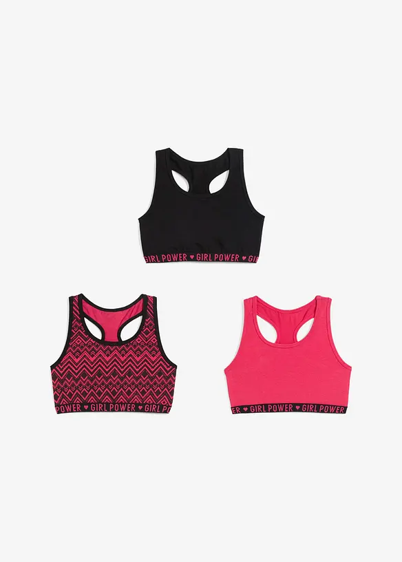BH-topp i myk økologisk bomull (3-pack), bonprix