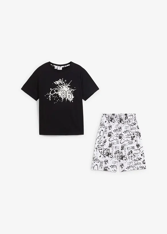 Kort pyjamas i 100% bomull (2-delt sett), bonprix