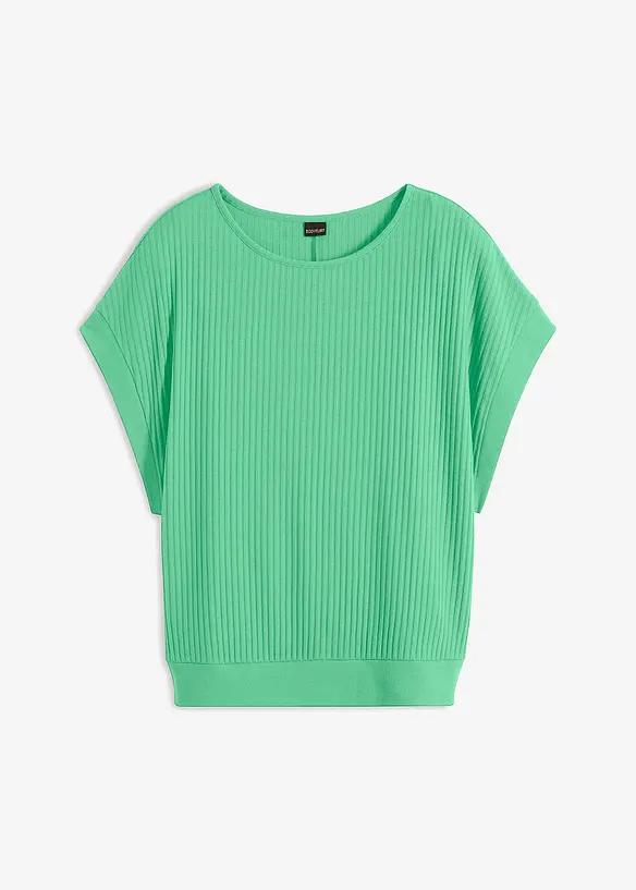 Ribbet topp med flaggermusermer, bonprix