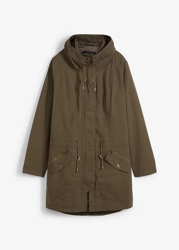 Kort bomullsparkas med ståkrage, innsvinget, bonprix