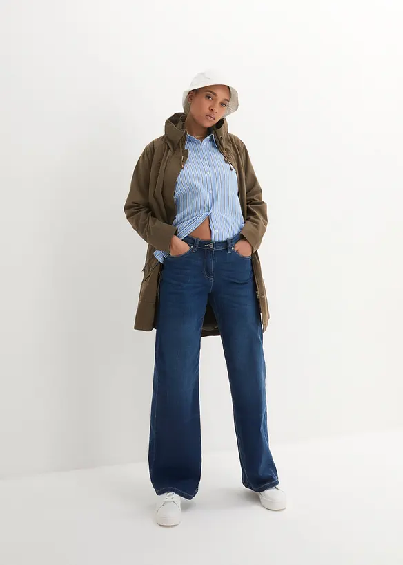 Kort bomullsparkas med st&aring;krage, innsvinget, bonprix