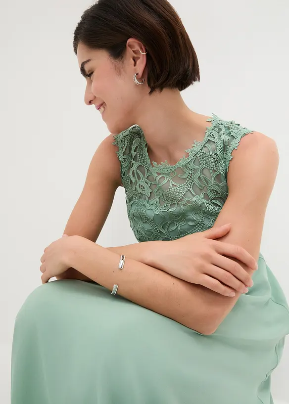 Maxikjole med blonder, bonprix