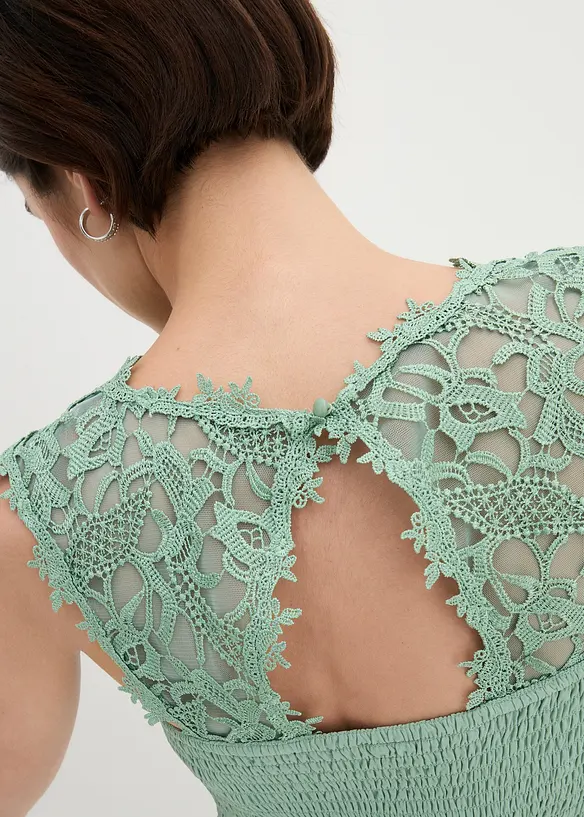 Maxikjole med blonder, bonprix