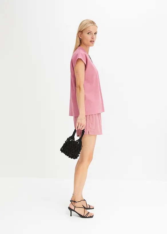 Kortermet bluse i lett linmiks, bonprix