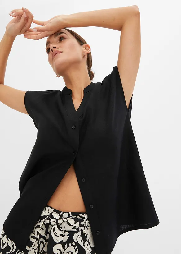 Kortermet bluse i lett linmiks, bonprix