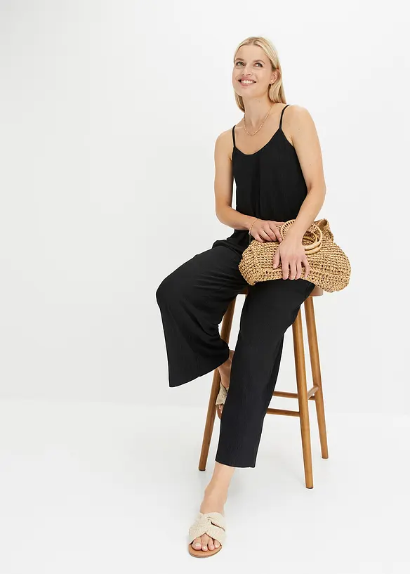 Plissert jumpsuit i jersey, bonprix