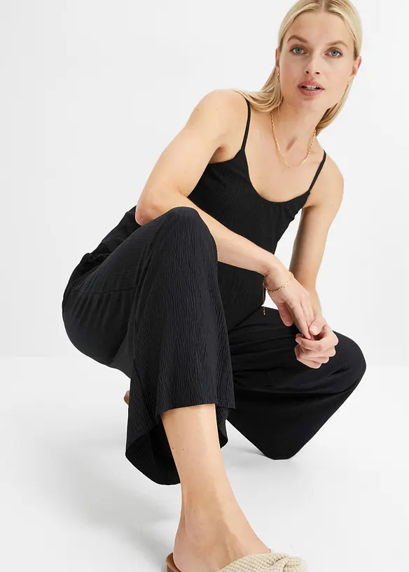 Plissert jumpsuit i jersey, bonprix