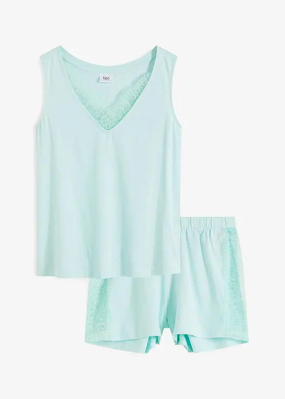 Kort pyjamas med delikat blonde, bonprix