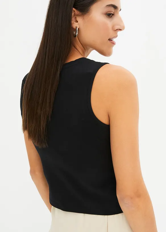 Cropped topp av myk bomullsmiks, bonprix