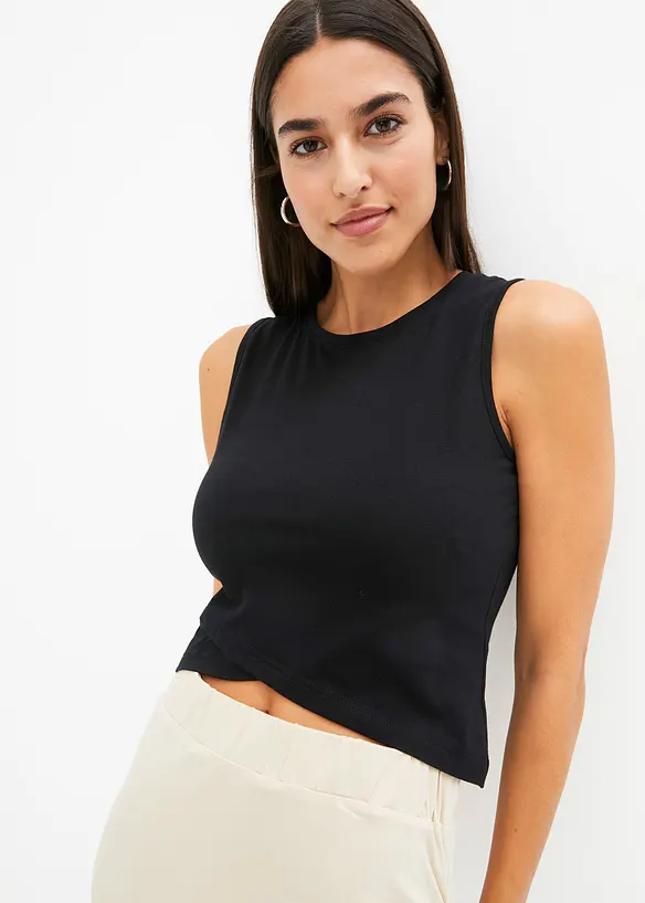 Cropped topp av myk bomullsmiks, bonprix