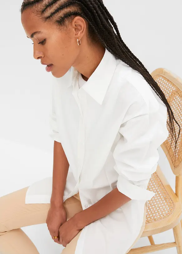 Oversized skjorte med knappestolpe, av 100% bomull, bonprix