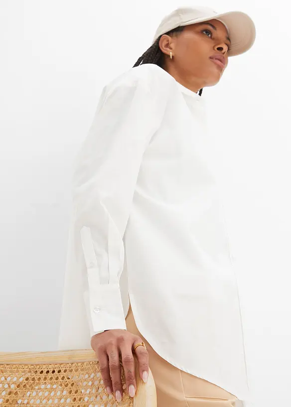 Oversized skjorte med knappestolpe, av 100% bomull, bonprix