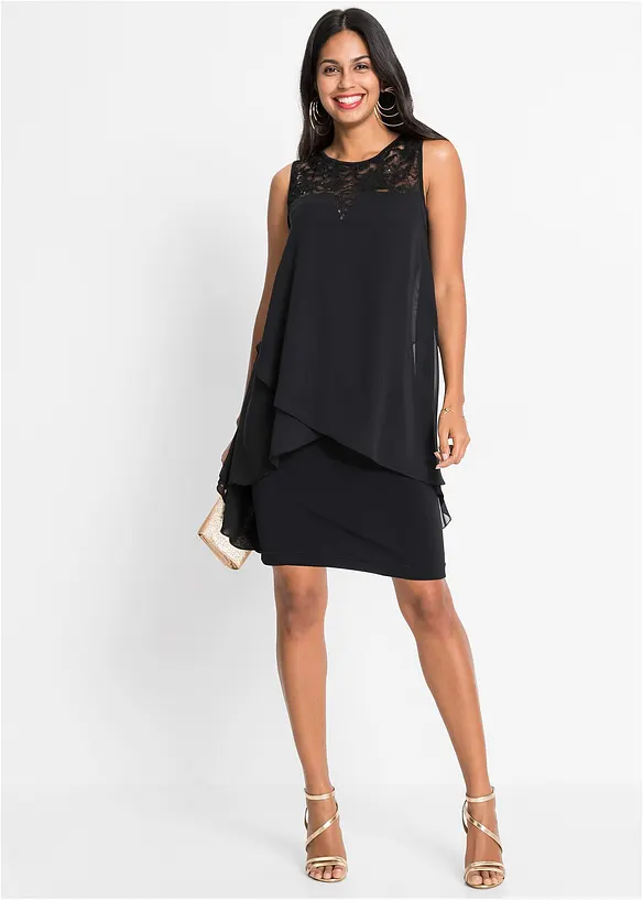 Jerseykjole med chiffon, bonprix